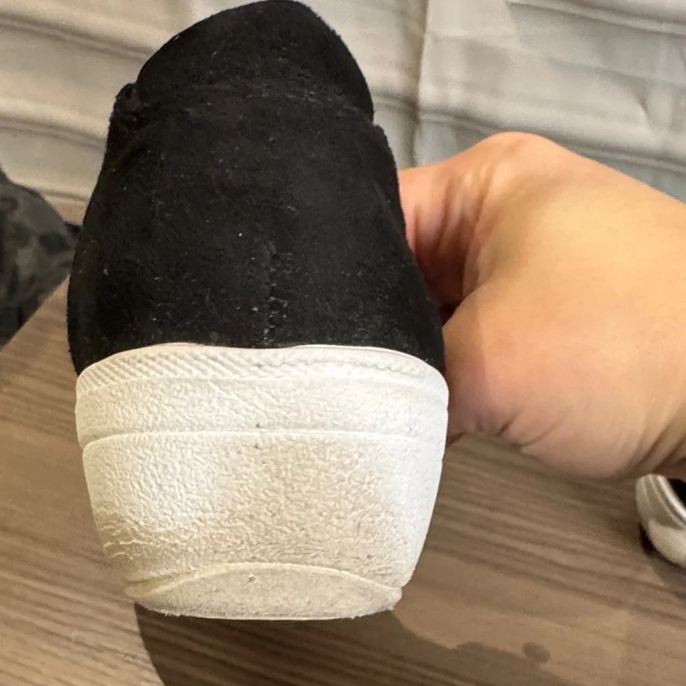 Anne Klein Sport Black Studded Slip-On Wedge Sneakers